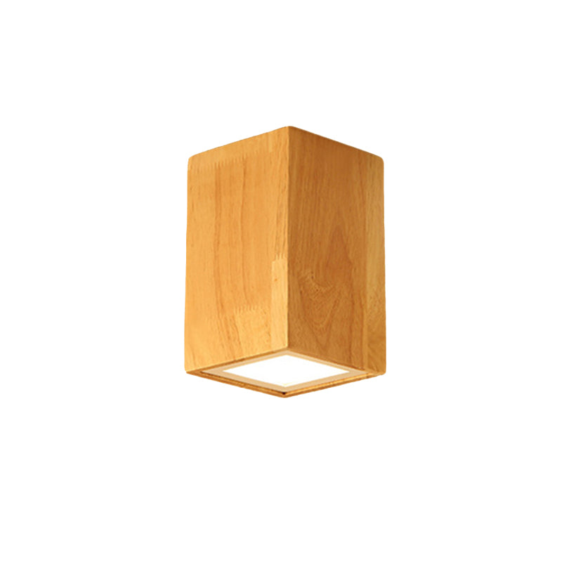 Asian-inspired Office Ceiling Lamp with Wood and Beige Finish