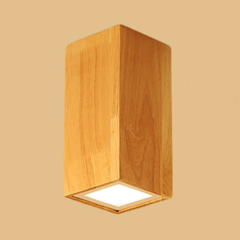 Asian-inspired Office Ceiling Lamp with Wood and Beige Finish