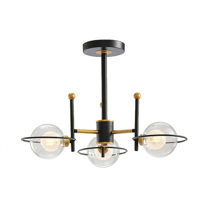 Modern Sphere Chandelier With Clear Glass Shade - Perfect For Dining Room Lighting