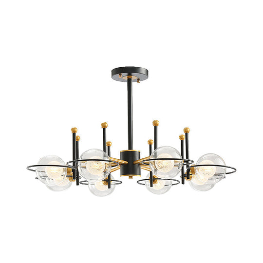 Modern Sphere Chandelier With Clear Glass Shade - Perfect For Dining Room Lighting