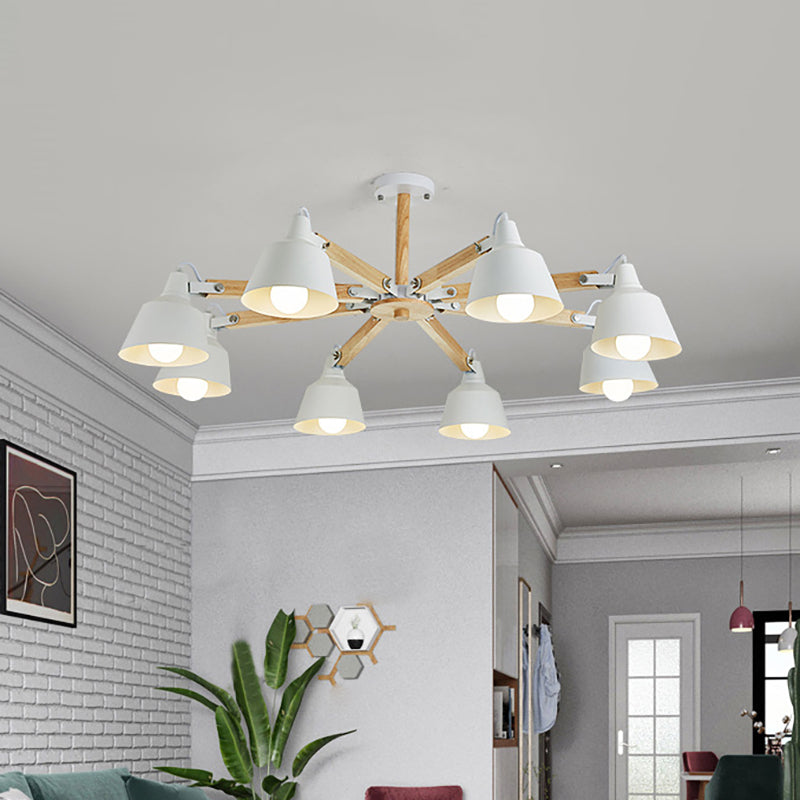 Macaron Multi-Head Metal Bucket Chandelier: Playful Hanging Light For Kindergarten 8 / White