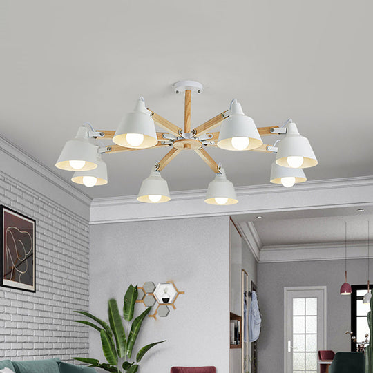 Macaron Multi-Head Metal Bucket Chandelier: Playful Hanging Light For Kindergarten 8 / White