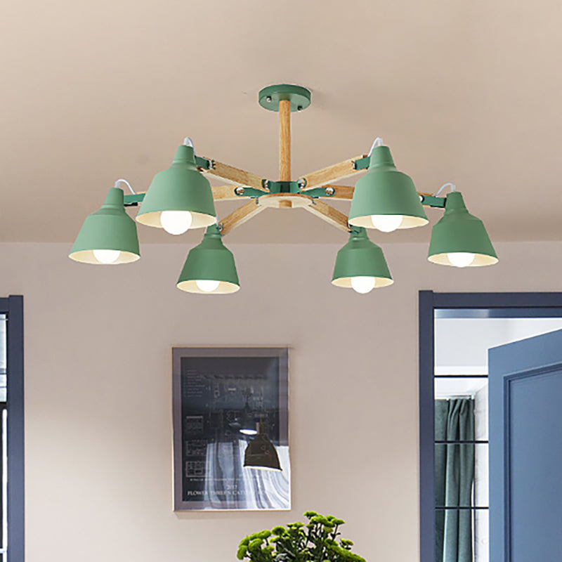 Macaron Multi-Head Metal Bucket Chandelier: Playful Hanging Light For Kindergarten