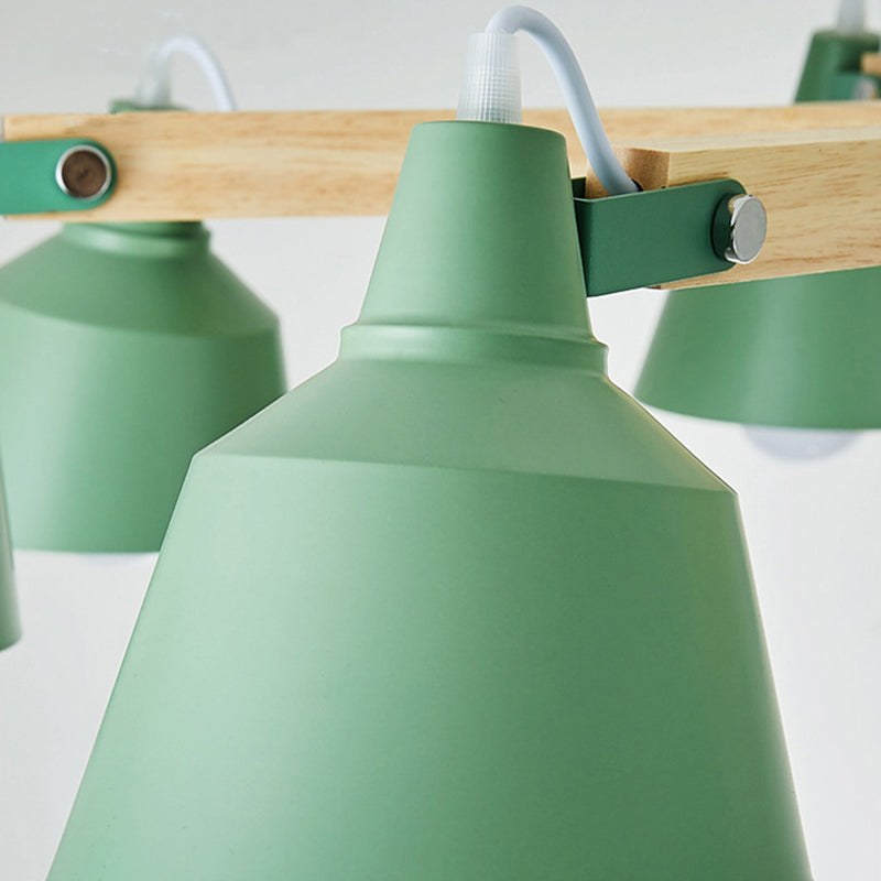 Macaron Multi-Head Metal Bucket Chandelier: Playful Hanging Light For Kindergarten