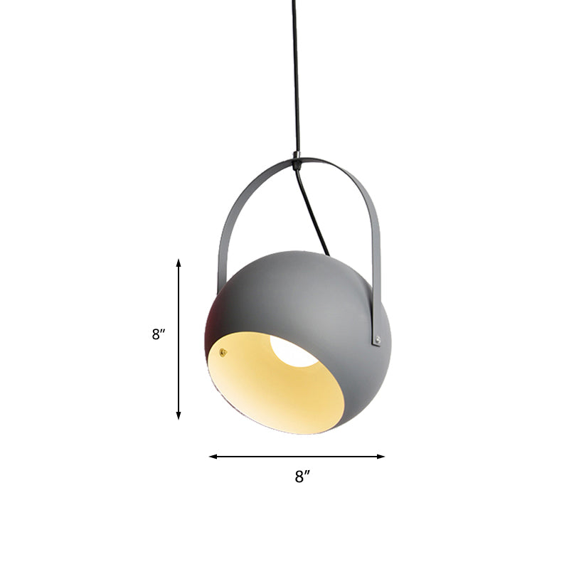 Rotatable Macaron Loft Metal Pendant Light For Living Room - 1 Head Globe Hanging Design