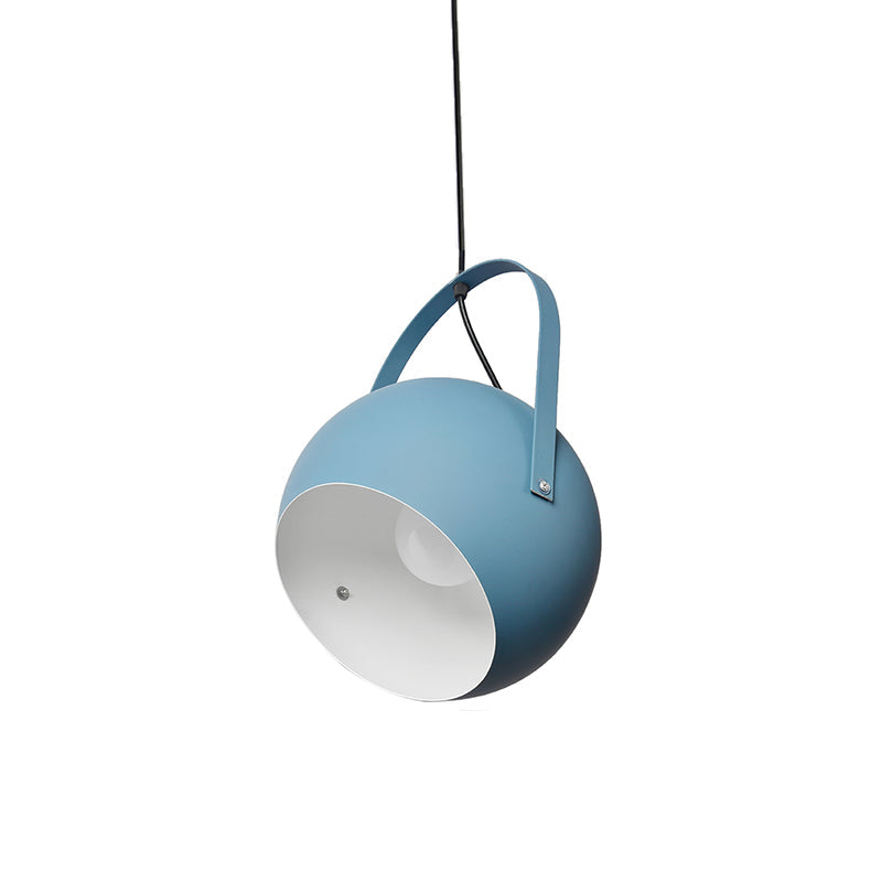 Rotatable Macaron Loft Metal Pendant Light For Living Room - 1 Head Globe Hanging Design