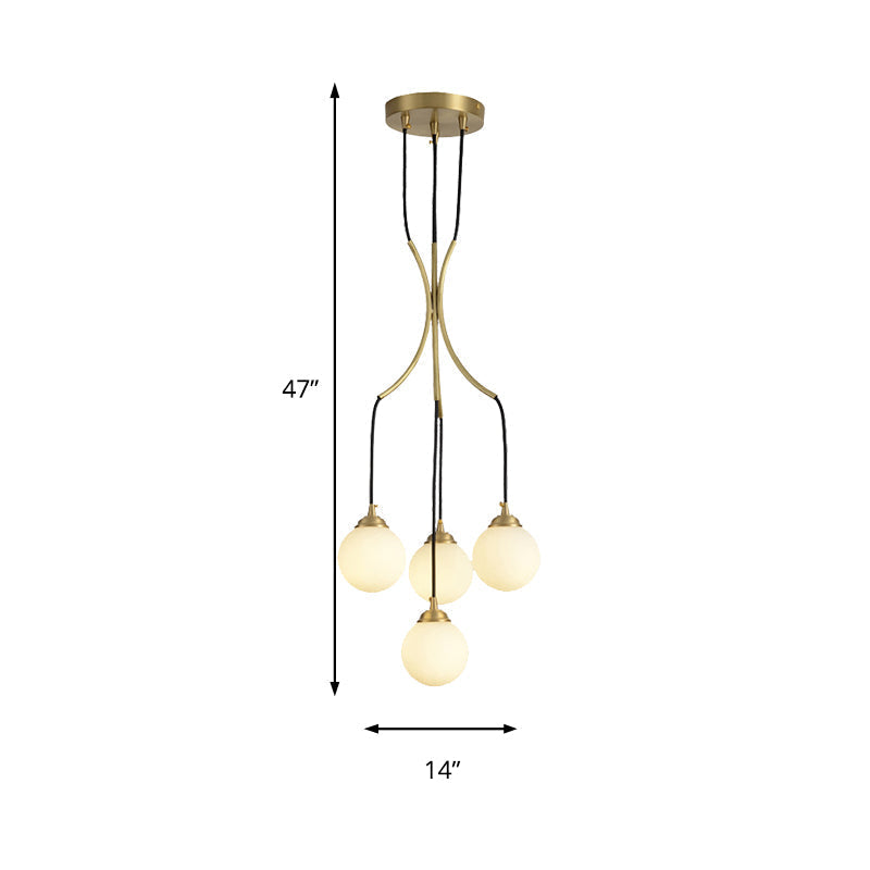 Gold Milk Glass Chandelier: Contemporary Pendant Light For Cafe Dining Table