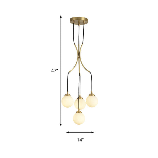 Gold Milk Glass Chandelier: Contemporary Pendant Light For Cafe Dining Table