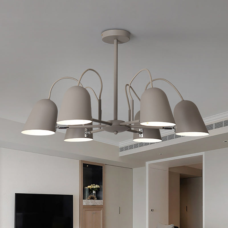 Macaron Style Candy-Colored Chandelier - Foyer Kindergarten Pendant Light With 6 Metal Lights