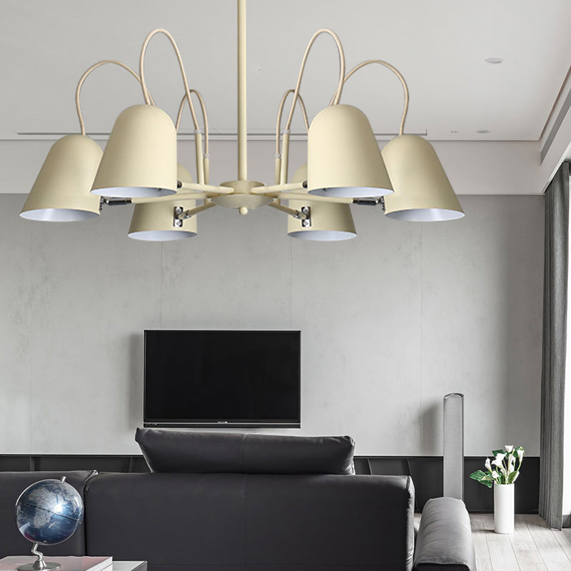 Macaron Style Candy-Colored Chandelier - Foyer Kindergarten Pendant Light With 6 Metal Lights