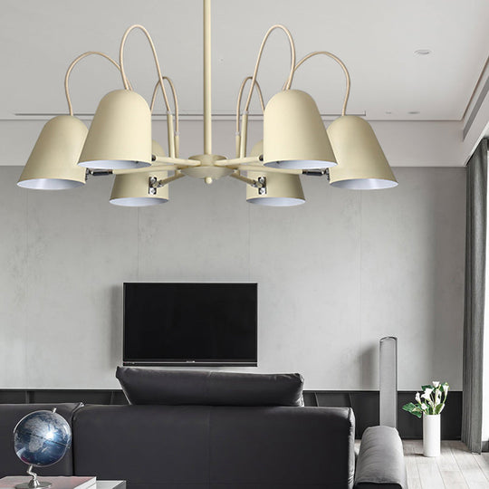 Macaron Style Candy-Colored Chandelier - Foyer Kindergarten Pendant Light With 6 Metal Lights Beige