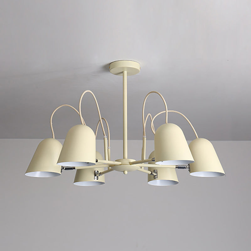 Macaron Style Candy-Colored Chandelier - Foyer Kindergarten Pendant Light With 6 Metal Lights