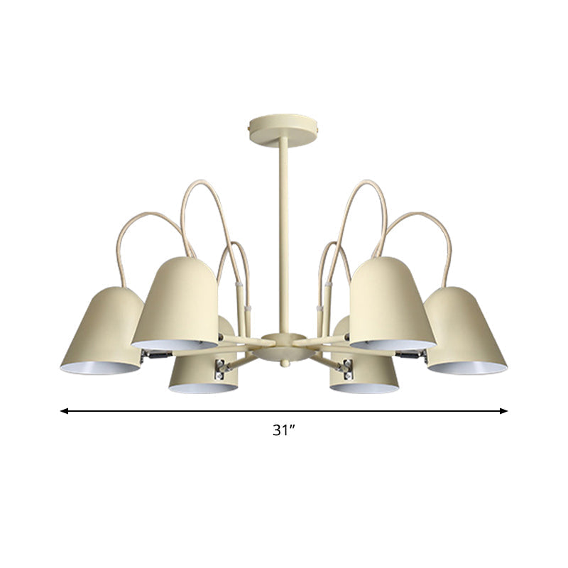 Macaron Style Candy-Colored Chandelier - Foyer Kindergarten Pendant Light With 6 Metal Lights