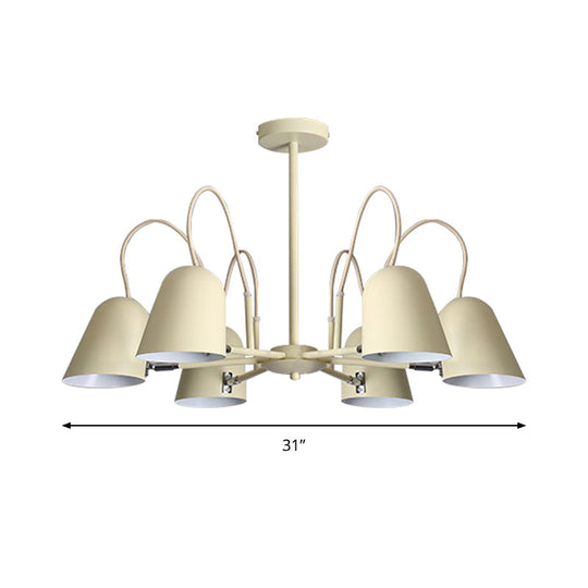 Macaron Style Candy-Colored Chandelier - Foyer Kindergarten Pendant Light With 6 Metal Lights