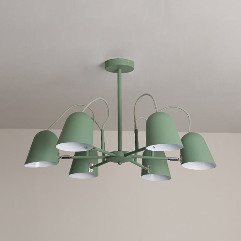 Macaron Style Candy-Colored Chandelier - Foyer Kindergarten Pendant Light With 6 Metal Lights