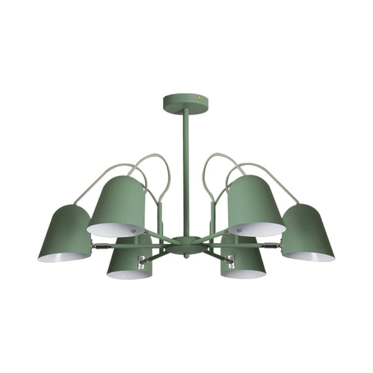 Macaron Style Candy-Colored Chandelier - Foyer Kindergarten Pendant Light With 6 Metal Lights