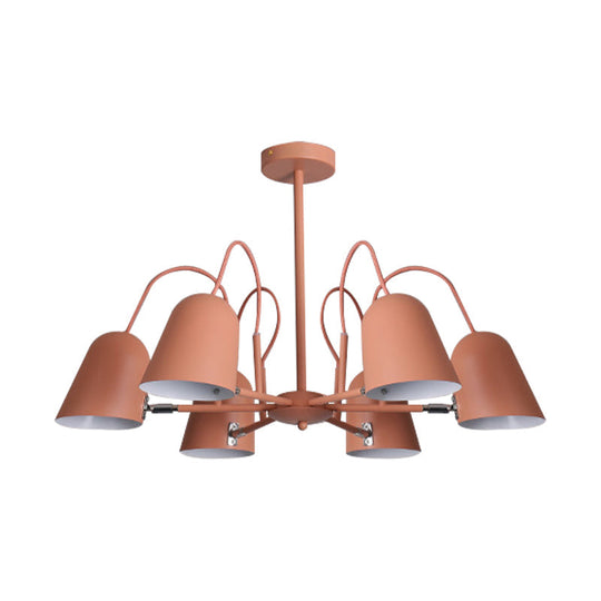 Macaron Style Candy-Colored Chandelier - Foyer Kindergarten Pendant Light With 6 Metal Lights