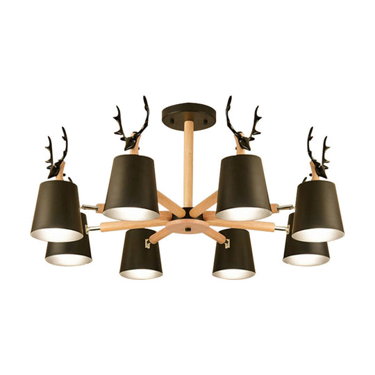 Kindergarten Animal Chandelier: Trapezoid Shade With Antlers Metal Hanging Light