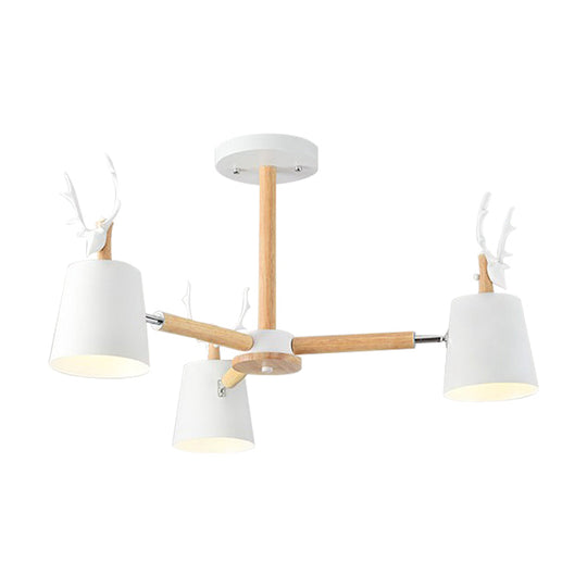 Kindergarten Animal Chandelier: Trapezoid Shade With Antlers Metal Hanging Light