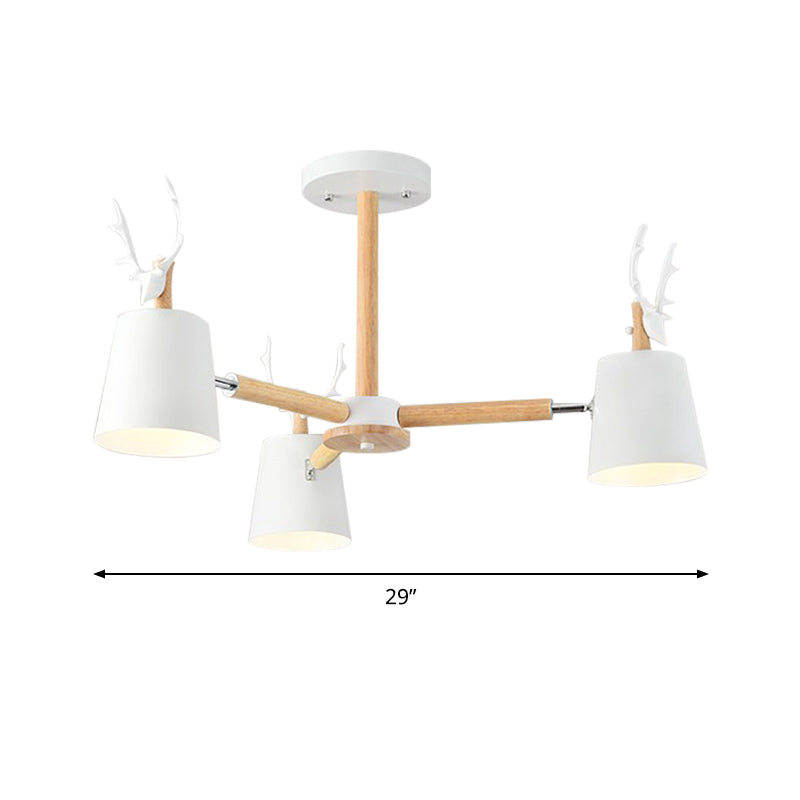 Kindergarten Animal Chandelier: Trapezoid Shade With Antlers Metal Hanging Light