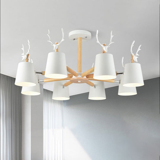 Kindergarten Animal Chandelier: Trapezoid Shade With Antlers Metal Hanging Light