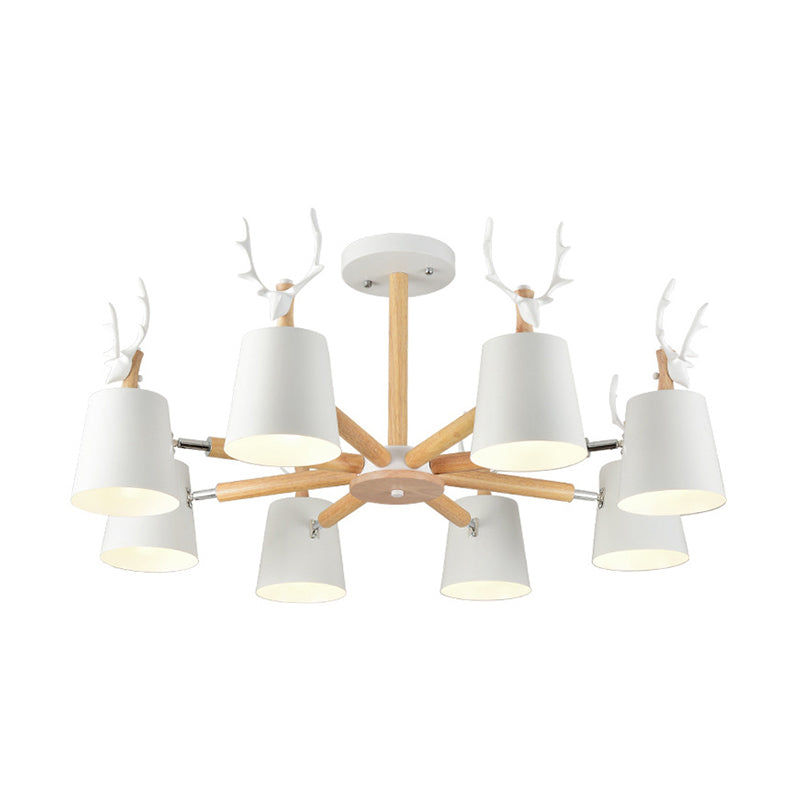 Kindergarten Animal Chandelier: Trapezoid Shade With Antlers Metal Hanging Light