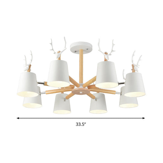 Kindergarten Animal Chandelier: Trapezoid Shade With Antlers Metal Hanging Light