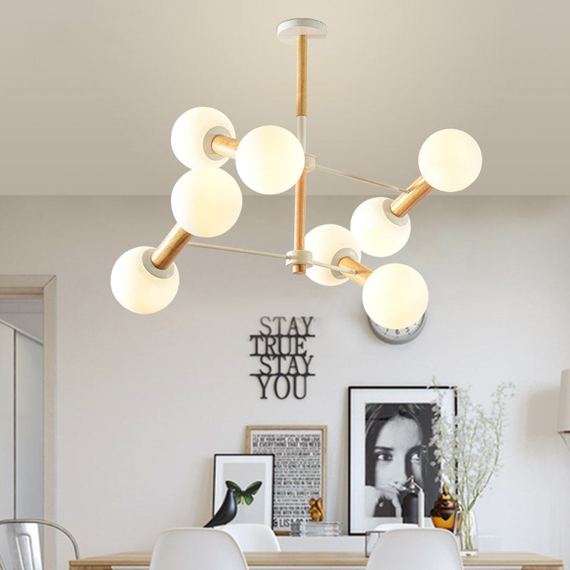 Contemporary Opal Glass Sphere Chandelier Multi-Head Pendant Lighting For Study Room 8 / White