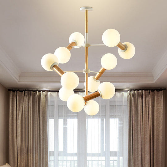 Contemporary Opal Glass Sphere Chandelier Multi-Head Pendant Lighting For Study Room 12 / White