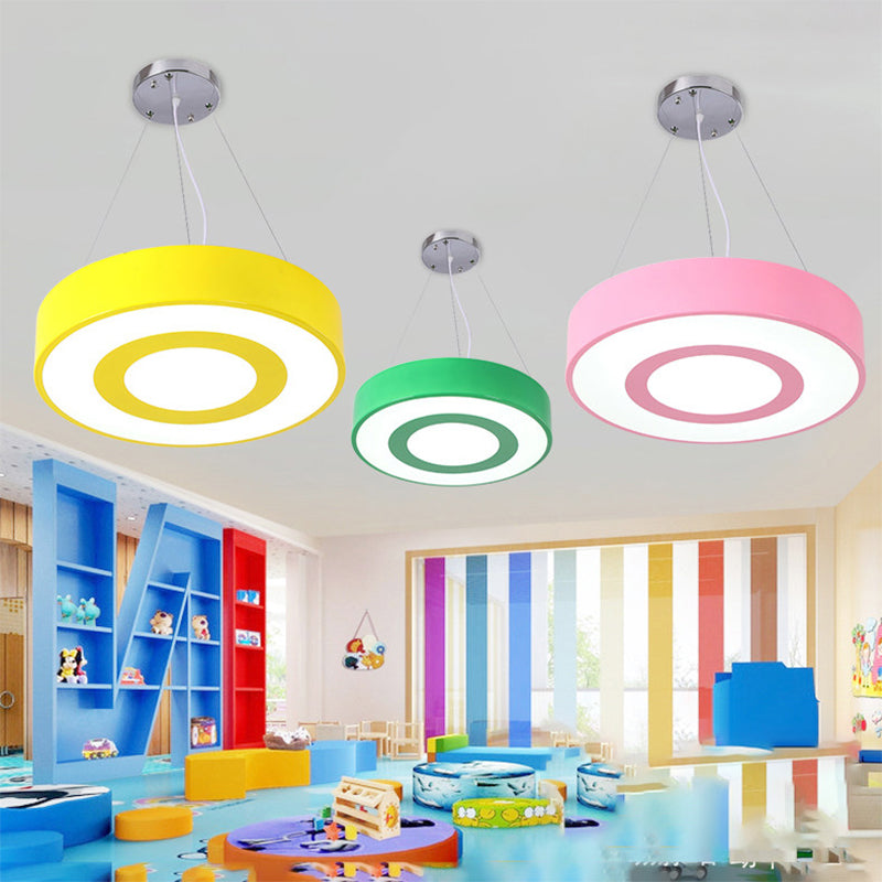 Kids Acrylic Led Pendant Light In Macaron Colors - Perfect For Nursing Rooms