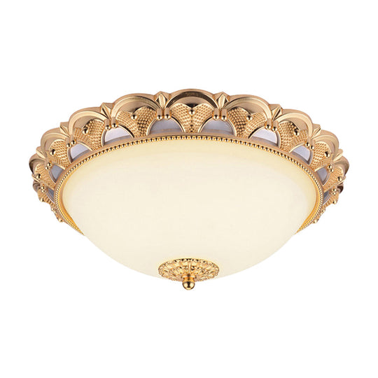 14"/16" W LED Flushmount Classic Style Gold Ceiling Light Fixture with Opaline Glass Cloche