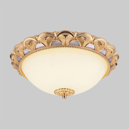 14"/16" W LED Flushmount Classic Style Gold Ceiling Light Fixture with Opaline Glass Cloche