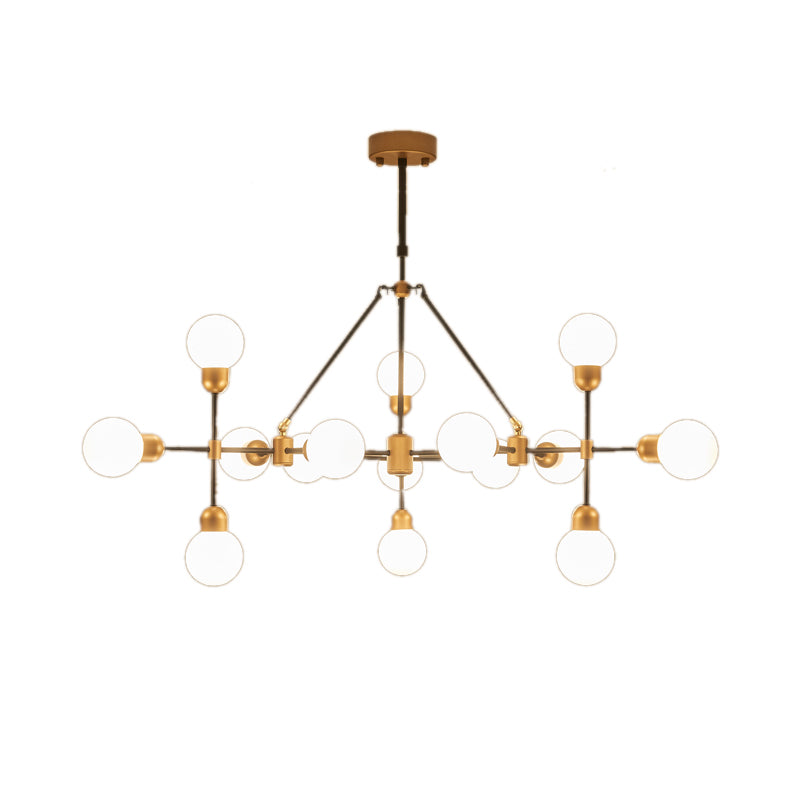 Modo Opal Glass Brass Chandelier - Modern Pendant Light For Living Room With Multi-Head Stylish