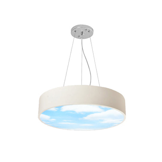 Bright Round Led Pendant Lamp With Colorful Acrylic Sky Design For Kindergarten