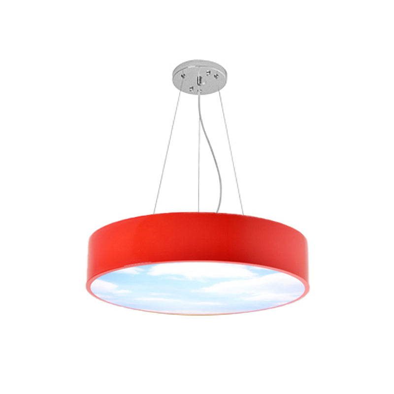 Bright Round Led Pendant Lamp With Colorful Acrylic Sky Design For Kindergarten