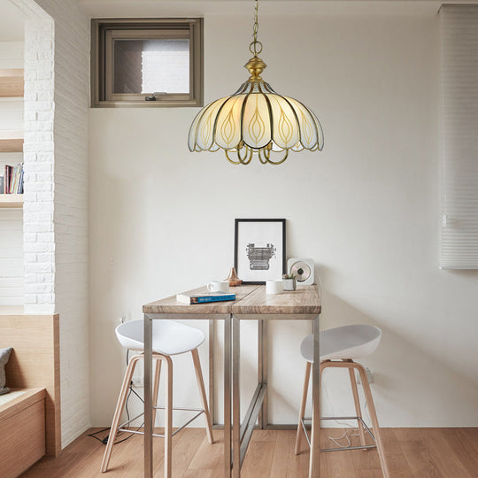 White Glass Scalloped Chandelier - Colonialist 3/4/5 Light Fixture For Dining Room Ceiling Pendant