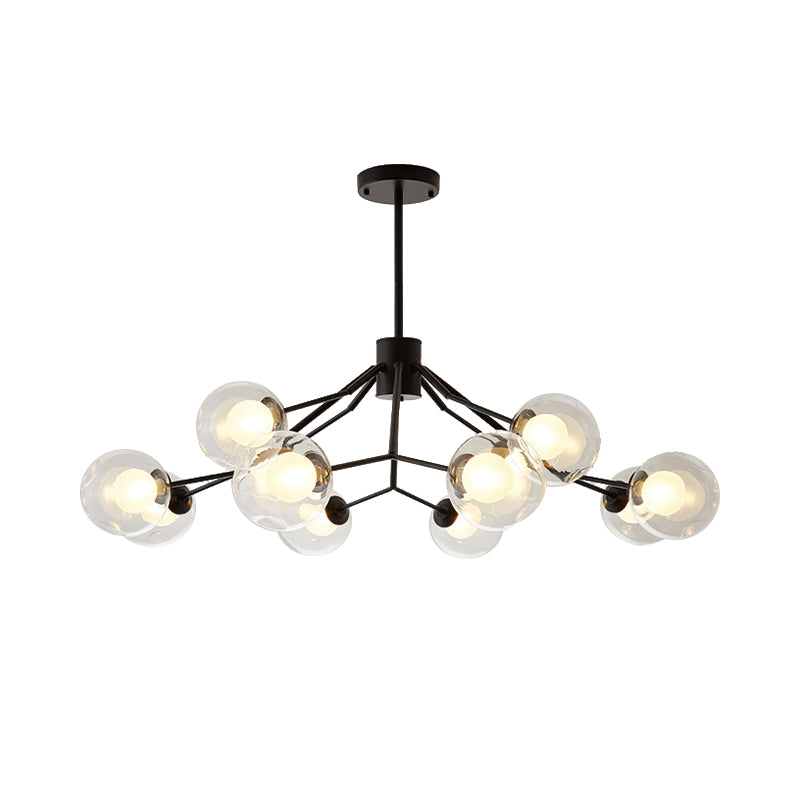 Modern Metal And Glass Chandelier - Study Room Modo Pendant Lighting (12 Lights)