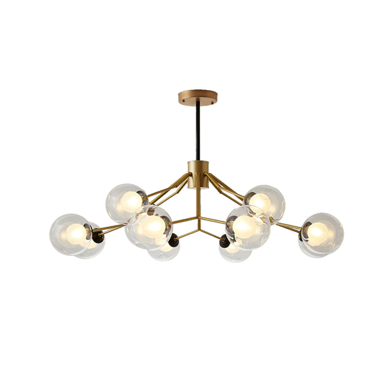 Modern Metal And Glass Chandelier - Study Room Modo Pendant Lighting (12 Lights)