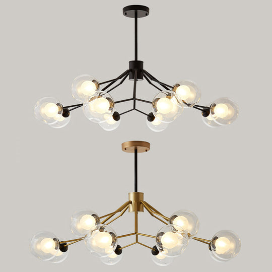 Modern Metal And Glass Chandelier - Study Room Modo Pendant Lighting (12 Lights)