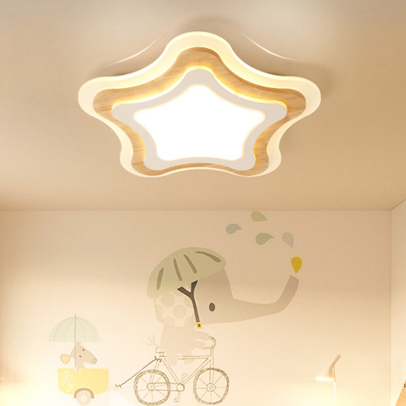 White Flush Mount Acrylic Ceiling Lamp for Kids' Study & Dining Room