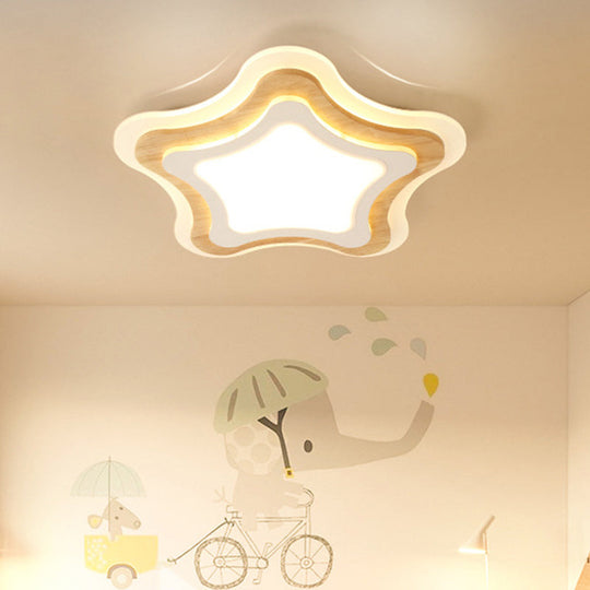 White Flush Mount Acrylic Ceiling Lamp For Kids Study & Dining Room / Warm