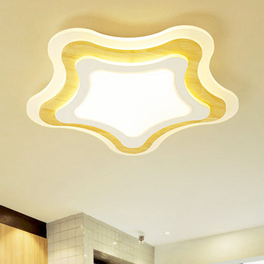 White Flush Mount Acrylic Ceiling Lamp for Kids' Study & Dining Room