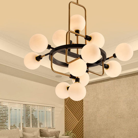 Contemporary Pendant Chandelier With Amber/Smoke/White Glass - Orbit Restaurant Study Room Lighting