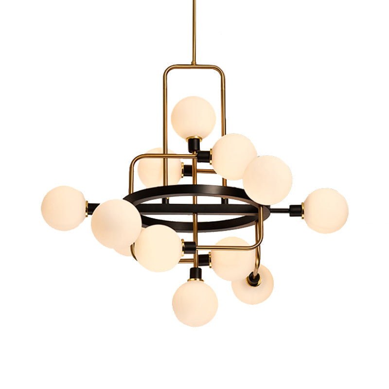 Contemporary Pendant Chandelier With Amber/Smoke/White Glass - Orbit Restaurant Study Room Lighting