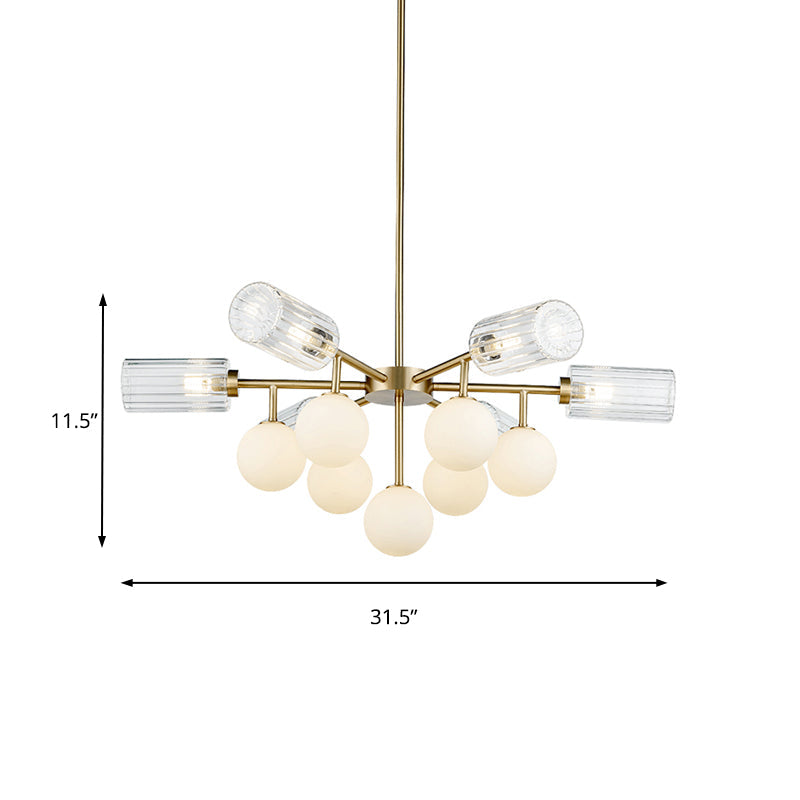 Elegant Brass Chandelier Light - Hanging G4 & G9 Glass 13 Lights Living Room Lighting