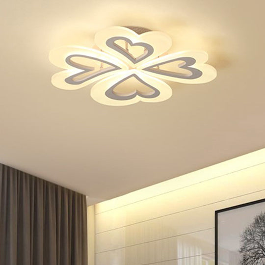 Child Bedroom Heart Petal Ceiling Light - Acrylic Flushmount Pretty & Practical White / 18