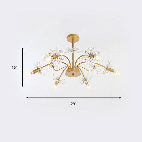 Isla - Exquisite Gold Ceiling Pendant Chandelier - 7 Light Candle Style with