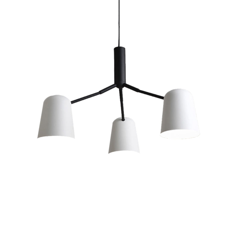 Nordic Simple Pendant Light: Iron Bell Shade Chandelier For Study Room - Black & White