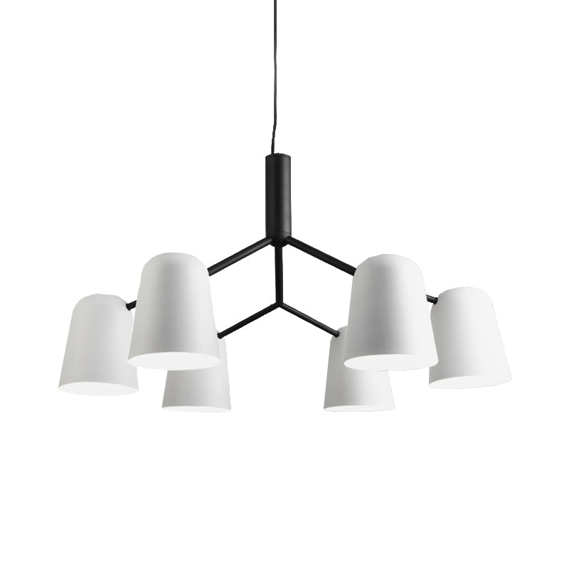 Nordic Simple Pendant Light: Iron Bell Shade Chandelier For Study Room - Black & White