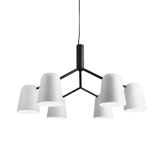 Nordic Simple Pendant Light: Iron Bell Shade Chandelier For Study Room - Black & White